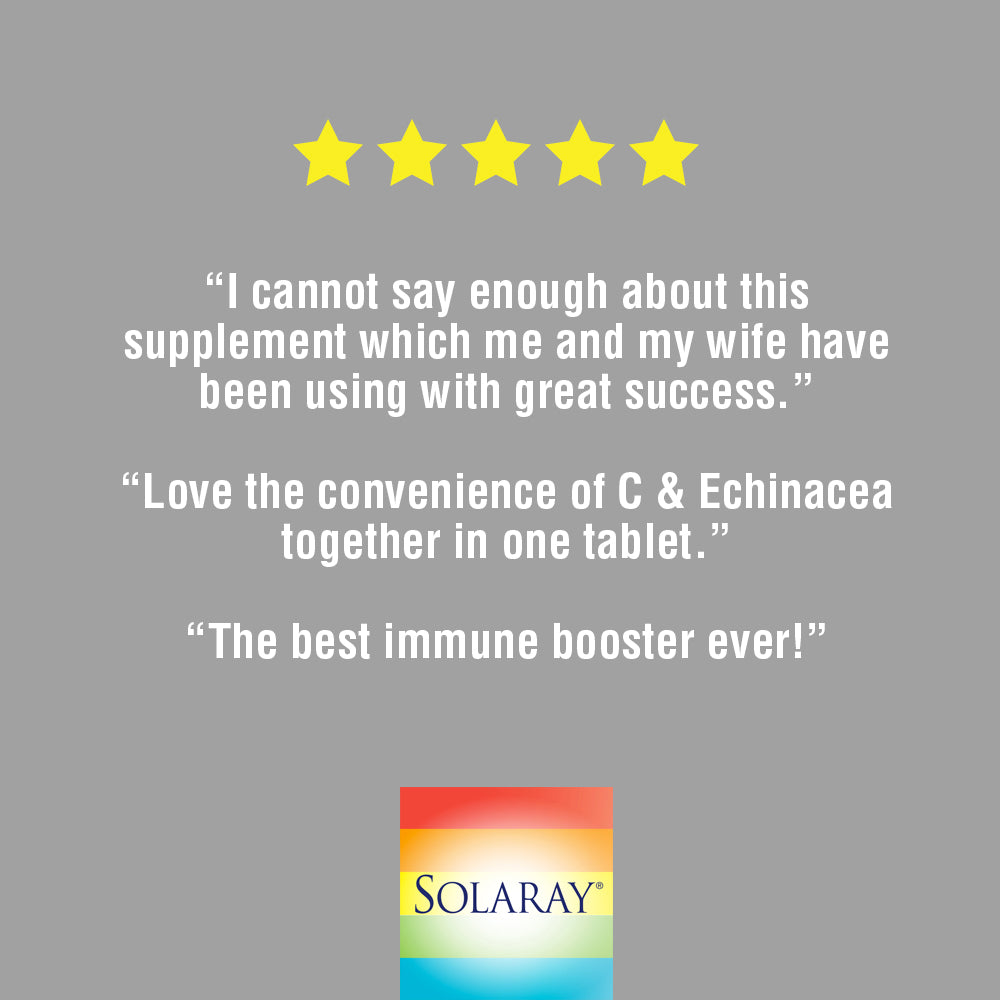 Solaray Vitamin C & Echinacea Root | Healthy Immune System Support w/ 500 mg Vit C & 300 mg Echinacea Per Capsule | Non-GMO & Vegan | 120 VegCaps