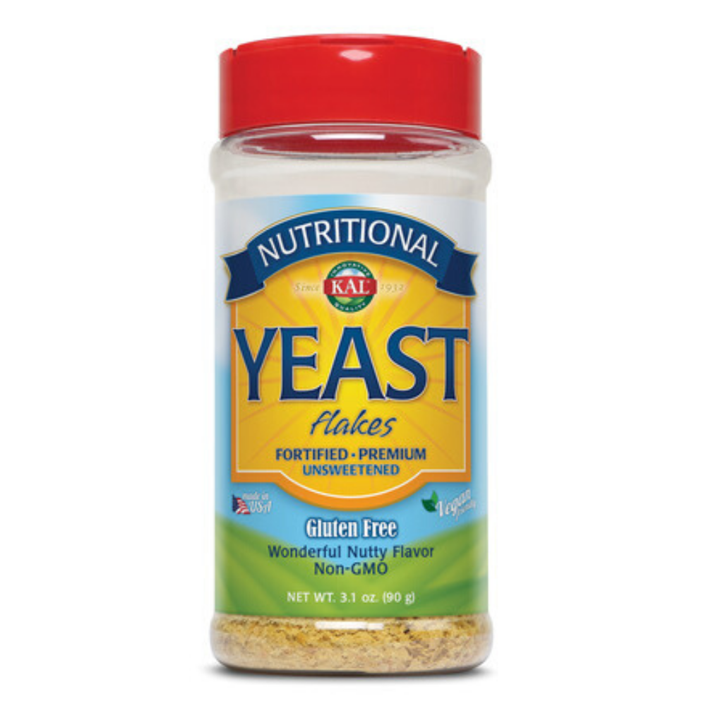 KAL Nutritional Yeast Flakes, Fortified with B12, Folic Acid & Other B Vitamins, Unsweetened, Great Nutty Flavor, Vegan & Gluten Free, 60-Day Money Back Guarantee, Made in the USA, 20 Servings, 3.1oz