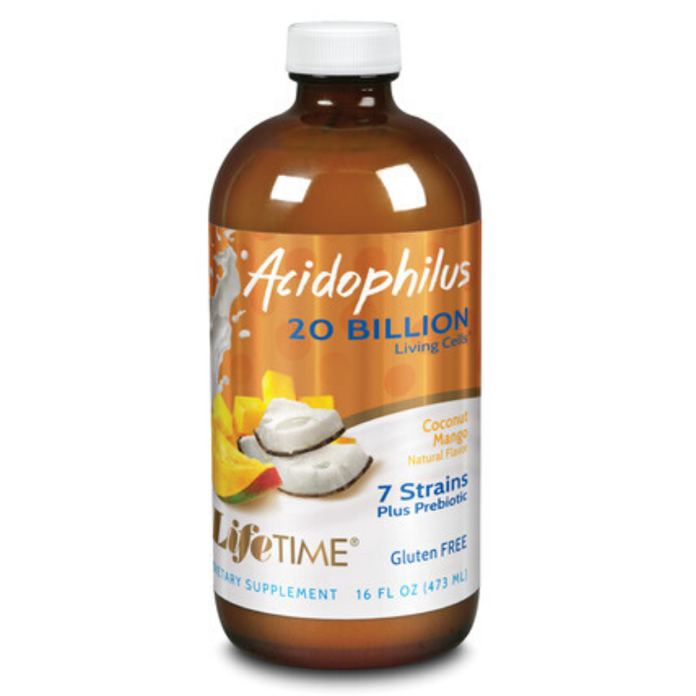LIFETIME Acidophilus w/ FOS, Liquid, Coconut Mango (Btl-Glass) 20bil | 16oz
