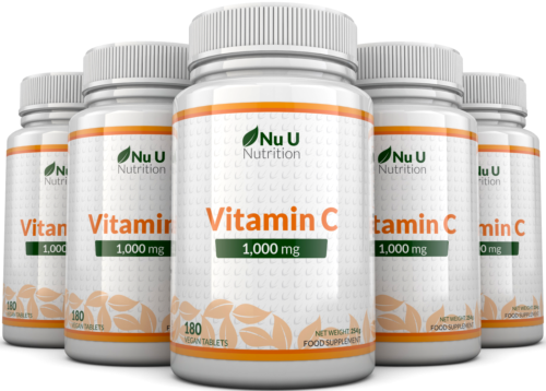 Vitamin C 1000mg 5 X Bottles 180 Tablets (6 Month's Supply) Ascorbic Acid