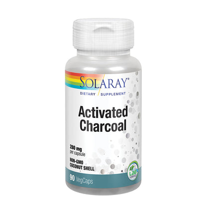 Solaray Activated Charcoal 280mg | Coconut Source | Healthy Inner Cleansing & Digestive Tract Support | Non-GMO, Vegan & Lab Verified | 90 Capsules