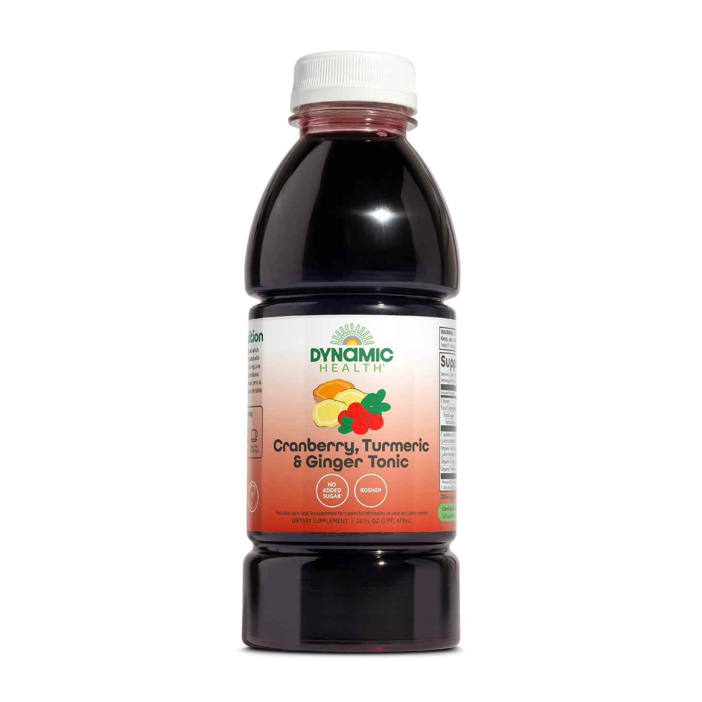 Dynamic Health Cranberry Turmeric and Ginger Tonic, Certified Organic, Natural Antioxidant Support, No Added Sugar, Gluten-Free, 16 Fl oz