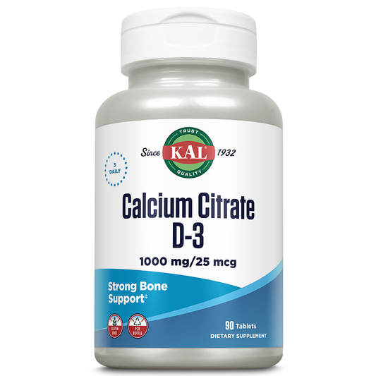 KAL Calcium Citrate D-3 1000 | Healthy Teeth & Bone Support | High Potency & Superior Absorption | Lab Verified | 90 Tablets