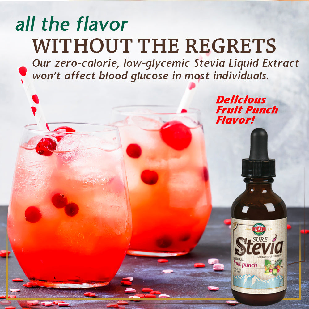 KAL Sure Stevia Drops, Low Carb, Zero Calorie Sweetener, Keto Friendly, Great Tasting Liquid Stevia, Low Glycemic, 60-Day Money Back Guarantee (Fruit Punch)