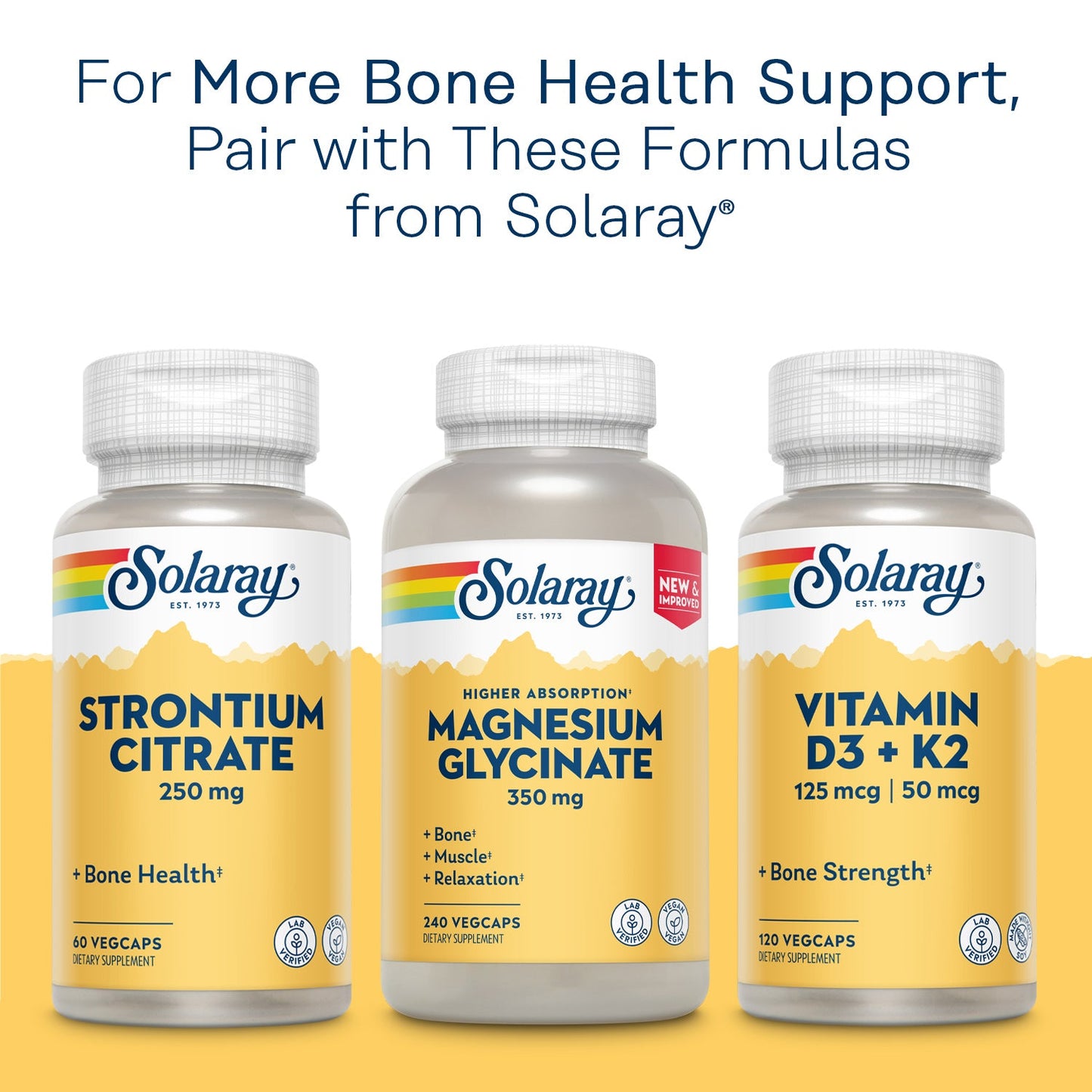 Solaray Calcium Bisglycinate 1000mg with Vitamin D-3, Chelated Calcium Supplement for Bone Strength and Healthy Teeth Support, Enhanced Absorption and Easy to Digest, 30 Servings, 120 VegCaps