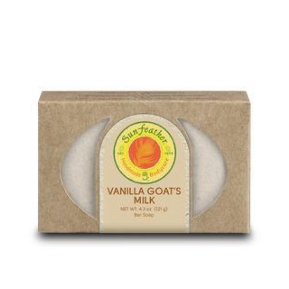 SunFeather Goat's Milk Soap, Bar, Vanilla (Carton) | 4.3oz