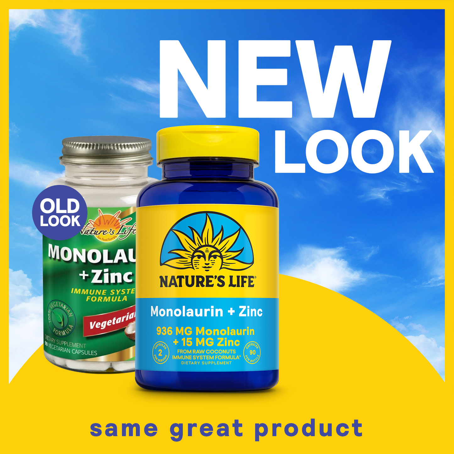 Nature's Life Monolaurin + Zinc 1000 mg | Immune System Support Supplement with 15 mg Zinc | Vegetarian | 90ct, 45 Serv.