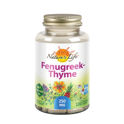 Nature's Life Fenugreek Thyme 250 mg Herbal Supplement | Immune System Formula for Respiratory & Seasonal Health Support | Non-GMO | 100 Veg Caps
