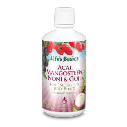 Lifetime Acai, Mangosteen, Noni & Goji Superfruit Juice Blend | Dynamic Antioxidant, No Gluten | For Healthy Circulation & Immunity | 32 FL oz