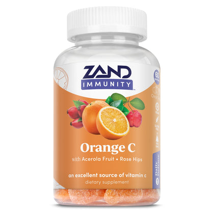 Zand Immunity Gummies | Immune Support for Adults & Kids with Vitamin C, Acerola & Rose Hips (Orange C, 60 CT)