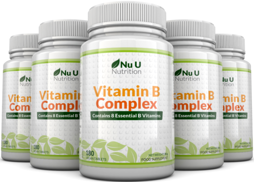 Vitamin B Complex 5 X Bottles 180 tablets - Contains all 8 B Vitamins in 1