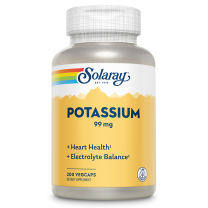 Solaray Potassium 99mg, Fluid & Electrolyte Balance Formula, Heart, Nerve & Muscle Function Support 200ct