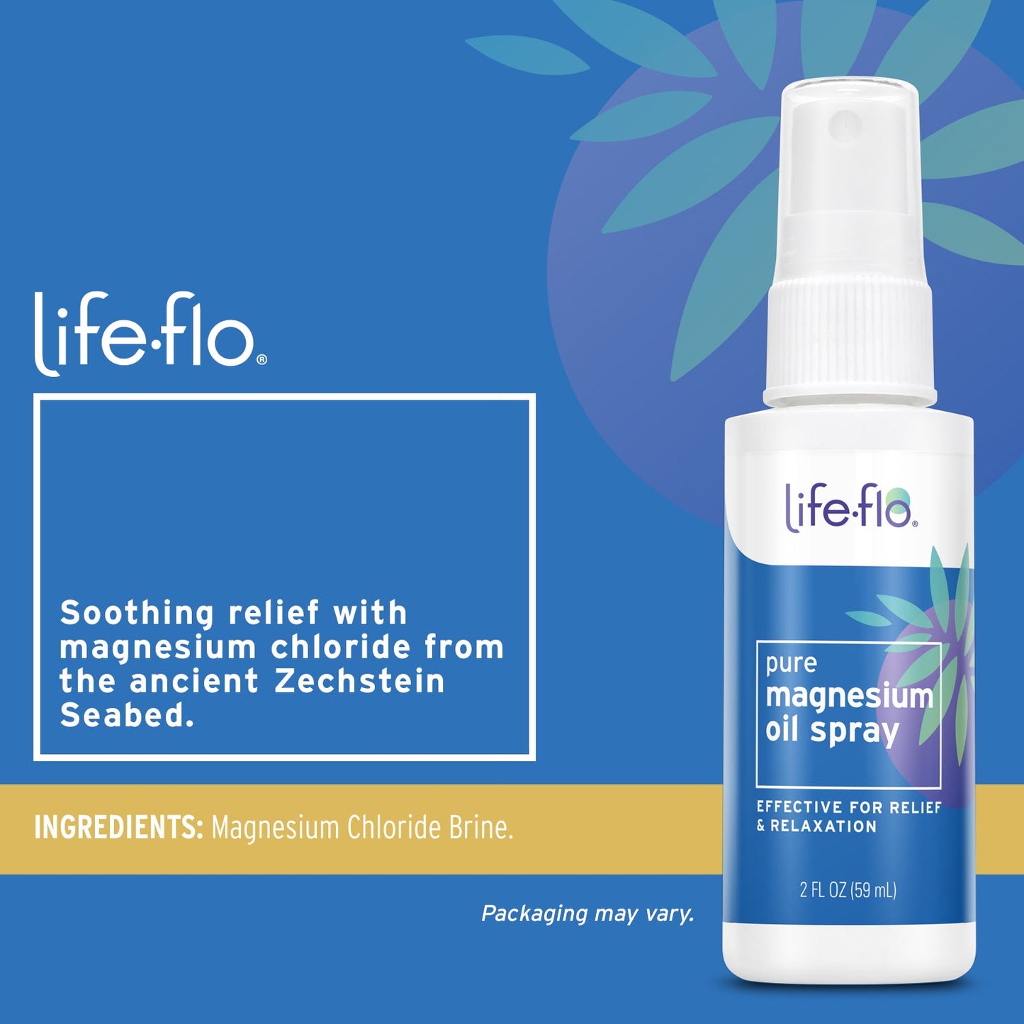 Life-flo Magnesium Oil Spray, Soothing Magnesium Spray w/ Magnesium Chloride from Zechstein Seabed, Calms and Relaxes Body and Mind, 60-Day Guarantee, Not Tested on Animals (2oz)