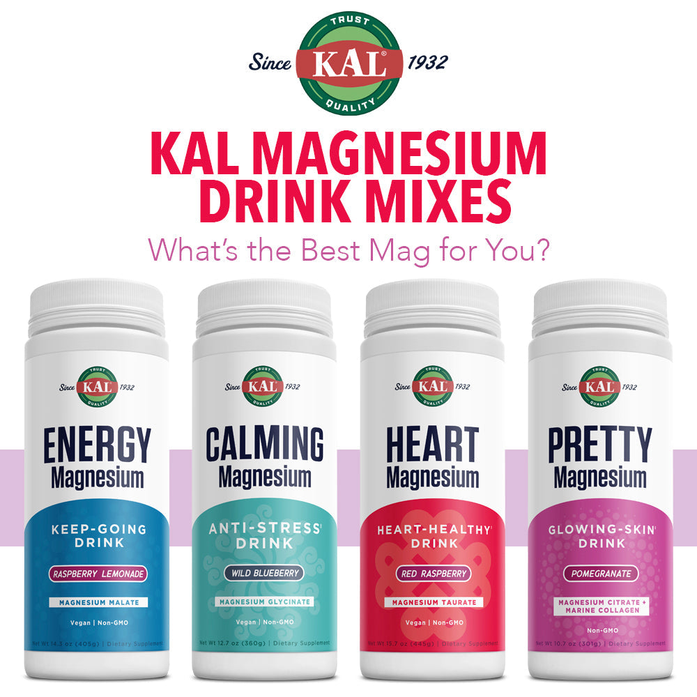 KAL Pretty Magnesium Glowing-Skin Drink | 325mg Mag Citrate + Marine Collagen | Cellular & Skin Health, 10.7oz, 70 Serv.