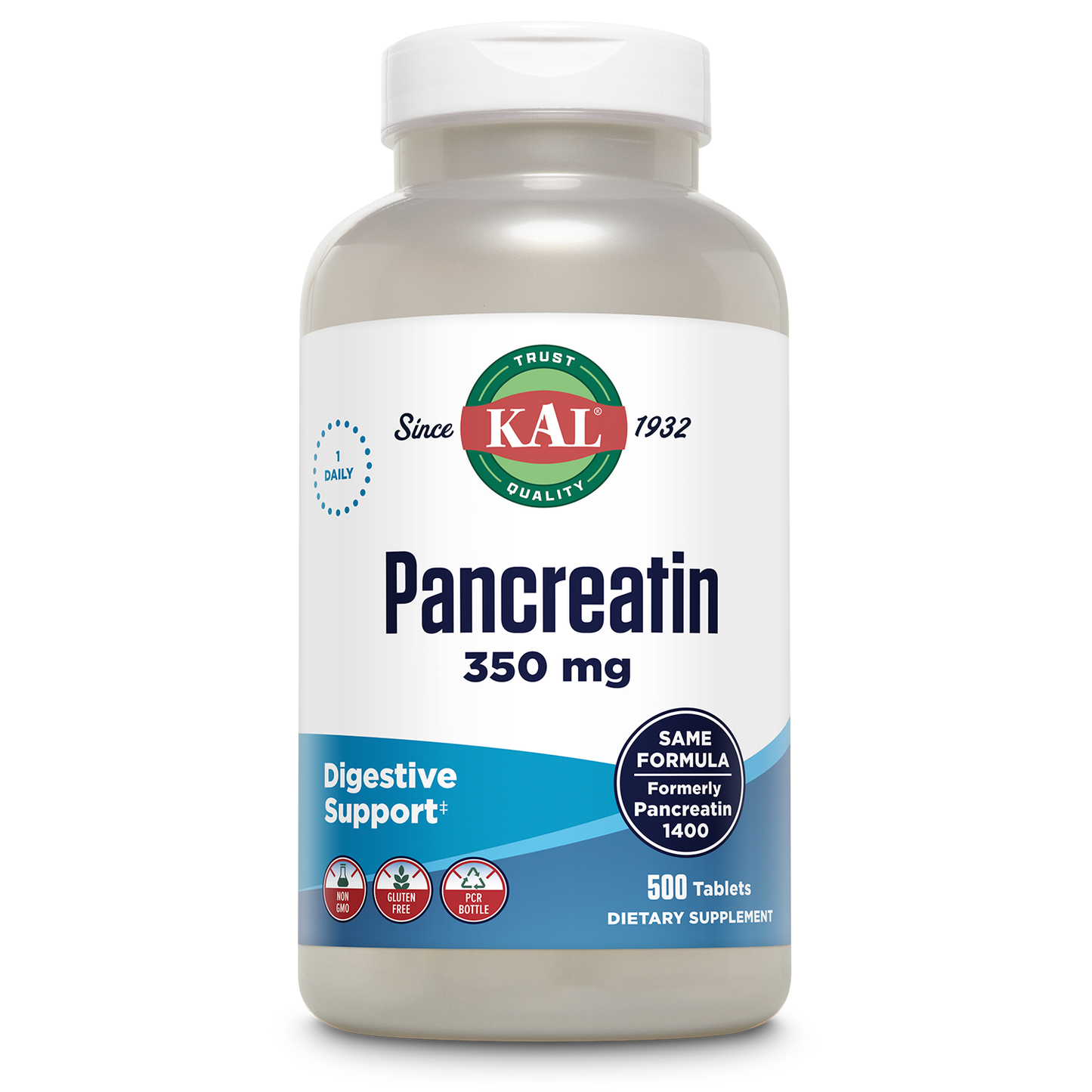 KAL Pancreatin 350mg, Digestive Enzymes for Women and Men, Pancreatic Enzymes for Digestive Health Support, Gluten Free, Non-GMO, Rapid Disintegration, 60-Day Guarantee, 500 Servings, 500 Tablets