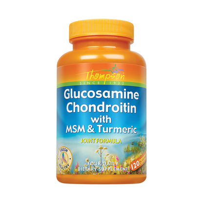 Thompson Glucosamine Chondroitin w/ MSM & Turmeric | Black Peppercorn for Enhanced Absorption | Healthy Joint & Cardiovascular System Support | 120ct