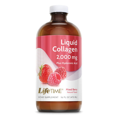 Lifetime Liquid Collagen w/ Hyaluronic Acid & Vitamin D3 | Supports Healthy Skin, Hair, Joints, Eye & Bone Health | 2000 mg | 16 FL oz