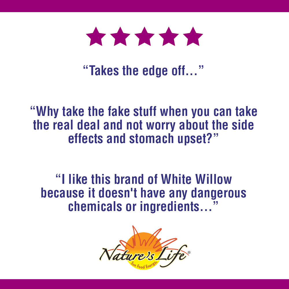 Nature's Life White Willow Bark | With Salicin for Healthy Joint & Muscle Function Support | Non-GMO| 100ct, 50 Serv.