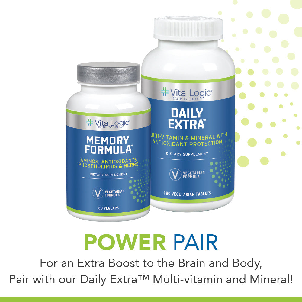 Vita Logic Memory Formula | Healthy Cognitive & Brain Function Support | Aminos, Antioxidants, Ginkgo & More | 60 Caps