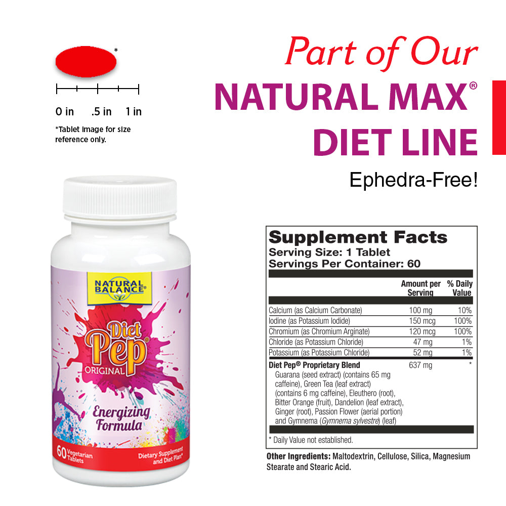 Natural Balance Diet Pep Energizing Formula | No Ephedra | With Guarana & Chromium for Metabolism, Energy & Healthy Weight Support | Includes Diet Plan