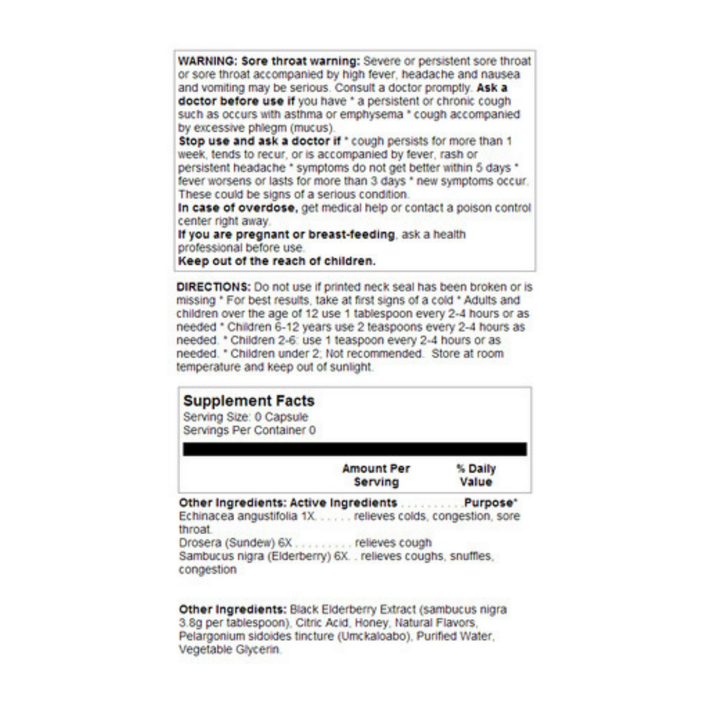 Zand Zumka Elderberry Cough Syrup 8oz