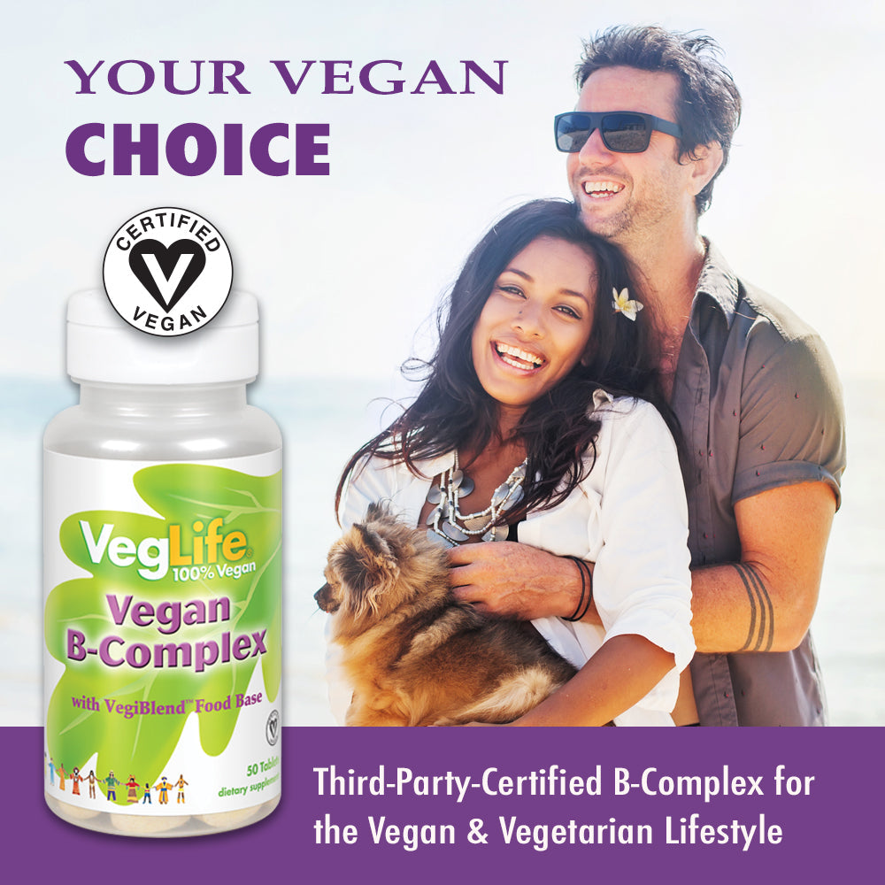 VegLife B-Complex, Vegan | For Healthy Energy Metabolism, Heart & Brain Function, Skin & Nails, Stress & Mood Support | Vegan