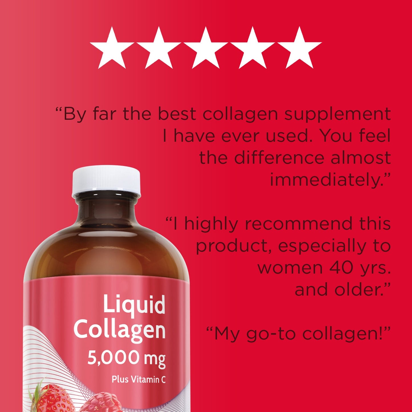 LifeTime Liquid Collagen 5000mg w/ Vitamin C | Supports Skin, Hair, Joint & Bone Health | Berry Flavor | 16oz, 31 Serv
