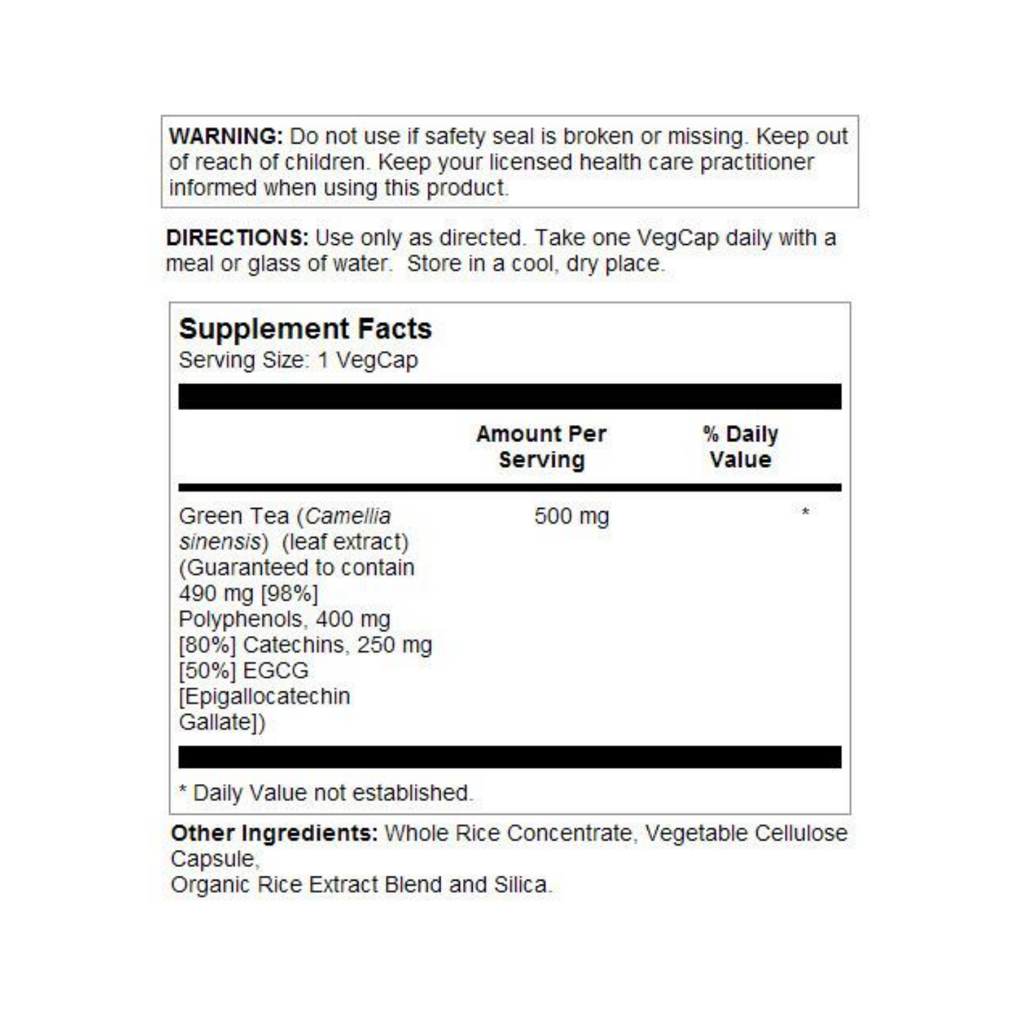 Solaray Guaranteed Potency Green Tea Leaf Extract Double Strength, Veg Cap (Btl-Plastic) 500mg | 30ct