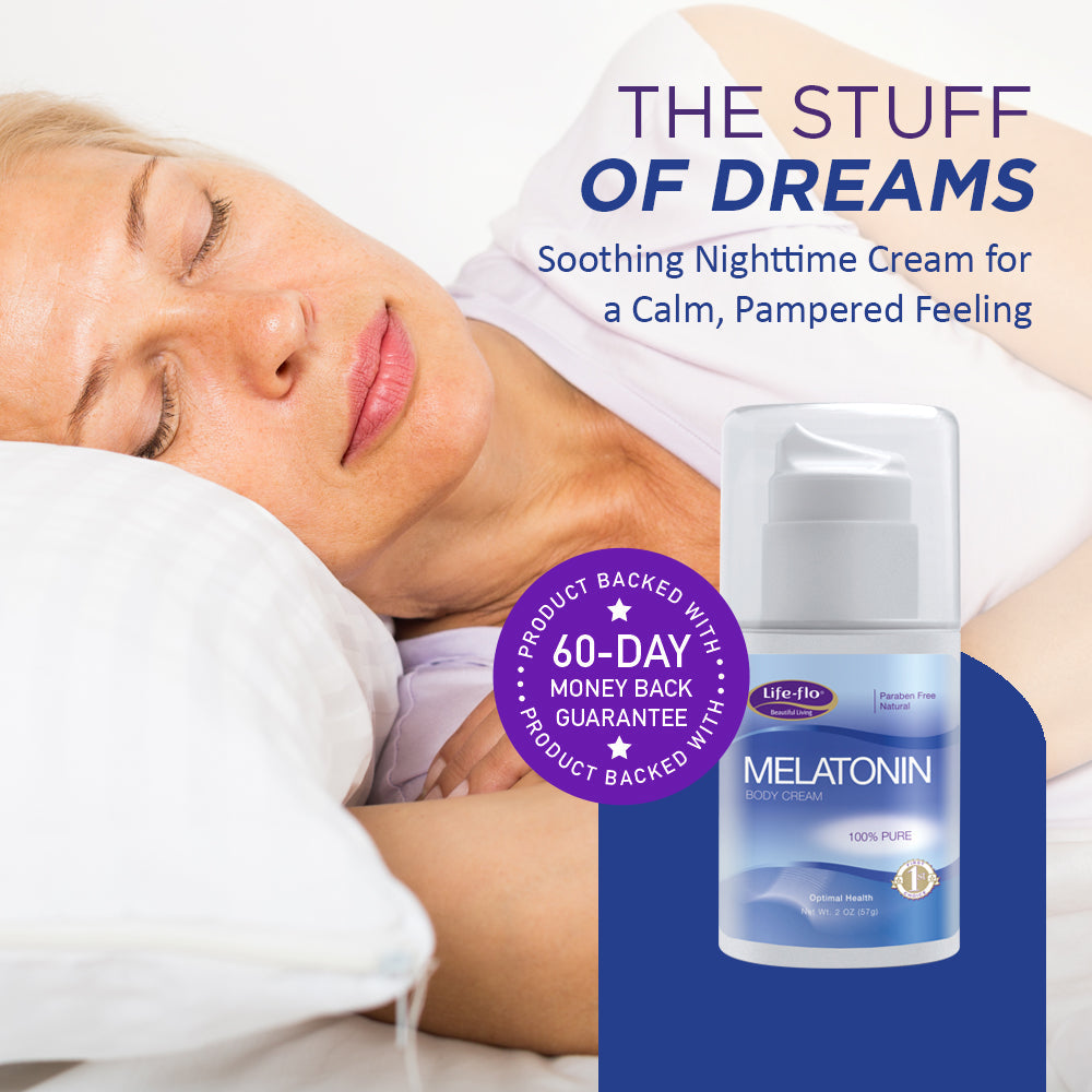 Life-Flo Melatonin Body Cream | Nighttime Relaxation Cream Soothes & Moisturizes Dry Skin | High Absorption | No Parabens, Unscented | 2oz