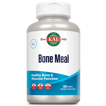 KAL Bone Meal Tablets, Calcium Supplement w/ Magnesium, Vitamin D3 and K, Bone Health, Muscle and Nerve Function Support, Rapid Disintegration, Gluten Free, Non-GMO, 60-Day Guarantee, 125 Serv, 250ct