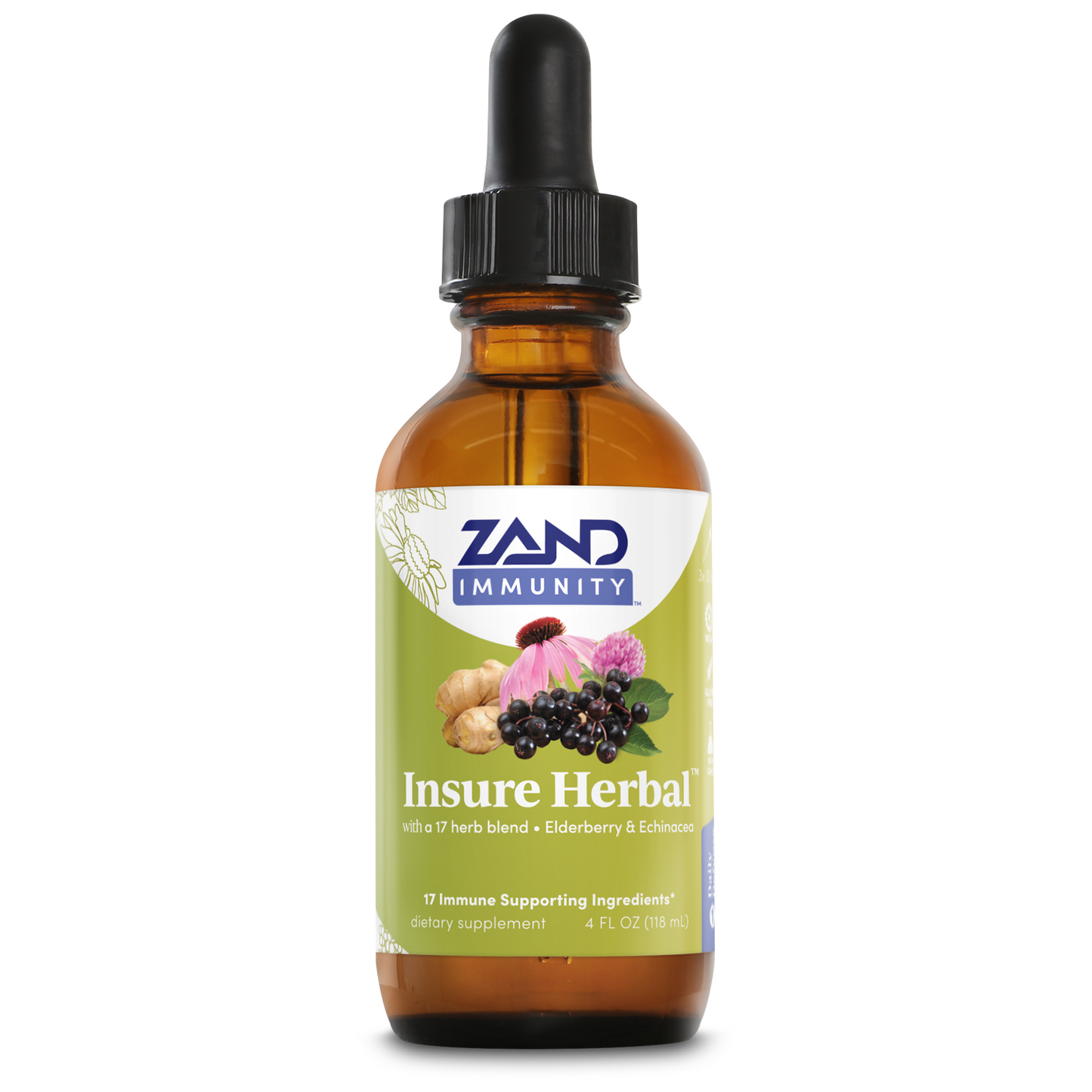 Zand Insure Immune Support, Herbal Liquid Echinacea Supplement, Features Goldenseal, Chamomile, Ginger & Valerian 4 oz (4 Ounce (Pack of 1))