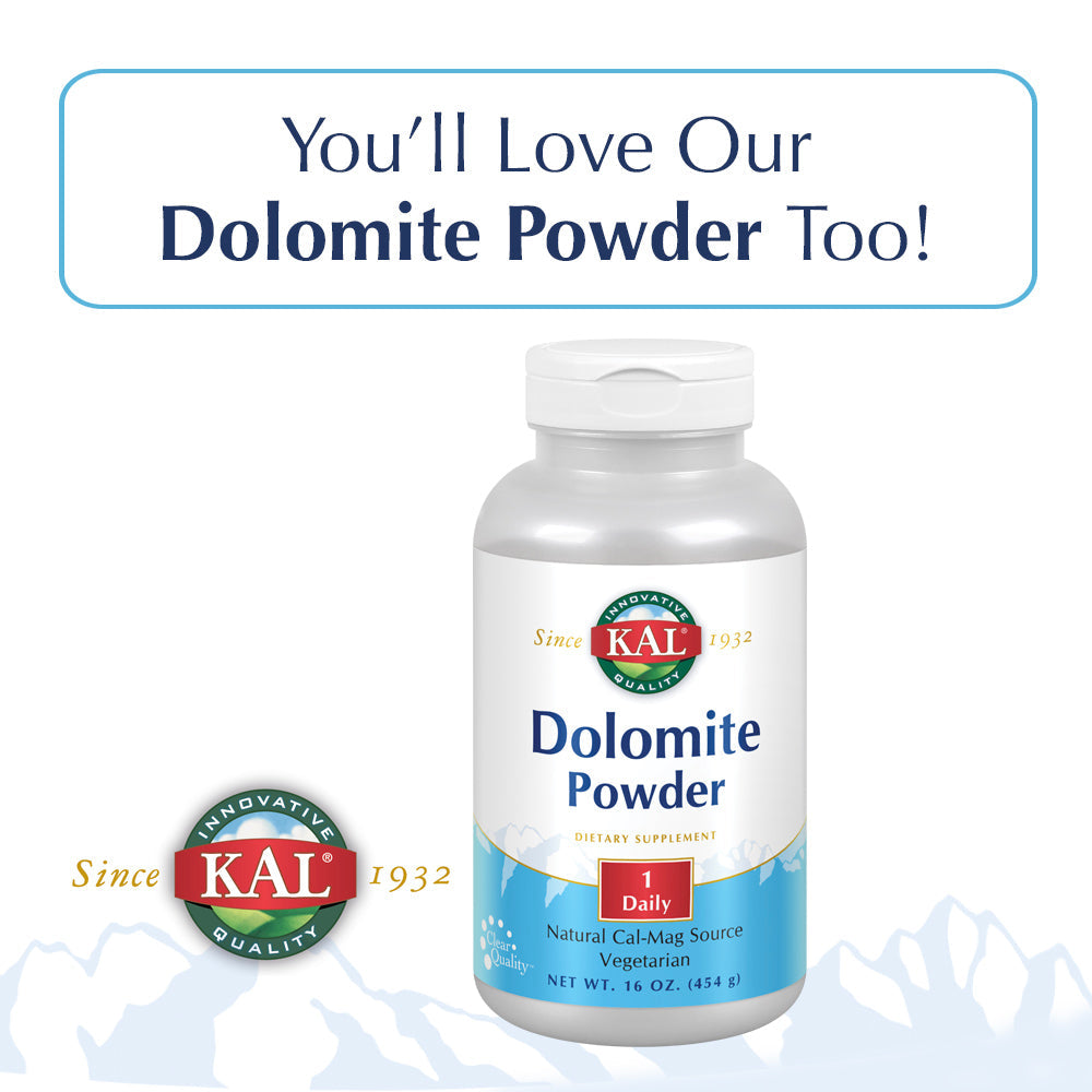 KAL Dolomite | Natural Calcium and Magnesium Source | Fast-Acting Formula for Healthy Teeth, Bones & Heart Function Support | 500 Tablets