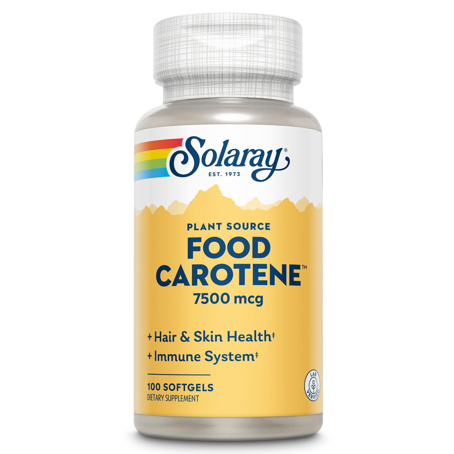 Solaray Food Carotene, Vitamin A as Beta Carotene 25000IU Carotenoids for Healthy Skin & Eyes, Antioxidant Activity & Immune System Support (076280041217) (100 CT)