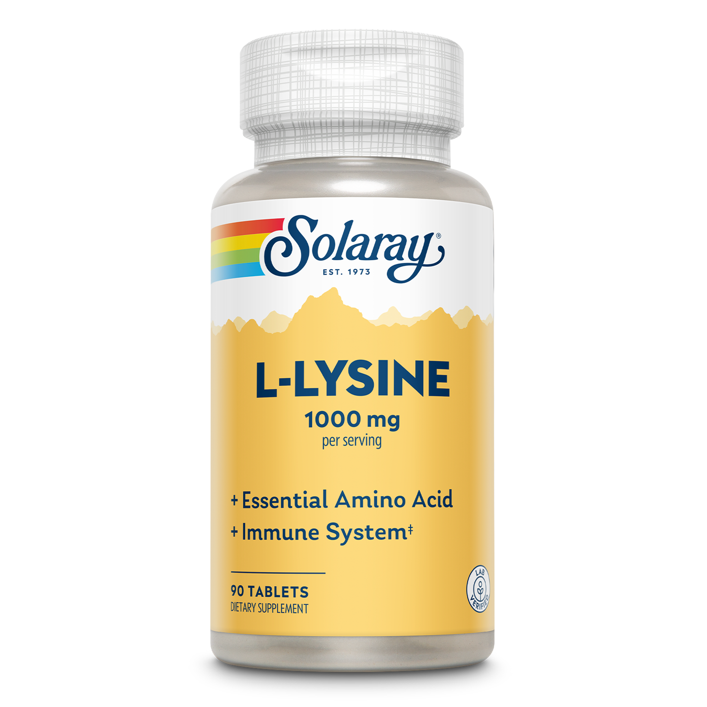 Solaray L-Lysine, Free-Form 1000 mg, Essential Amino Acid Immune Support Supplement with Vitamin C 1,000 mg and Zinc 25 mg, Lab Verified, 60-Day Guarantee, 30 Servings, 90 Tablets