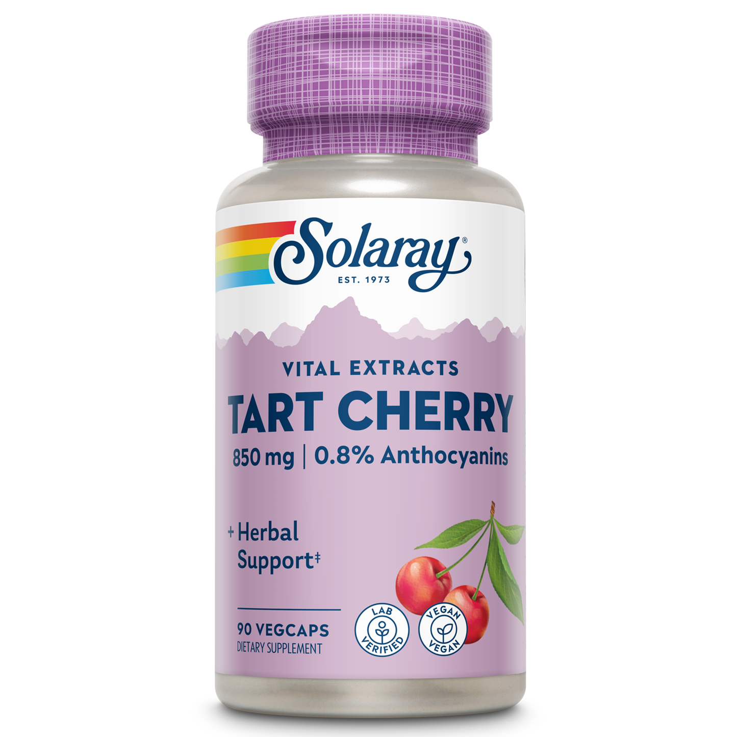 Solaray Tart Cherry Fruit Extract 425mg | Supports Healthy Uric Acid Levels w/ Antioxidants & Anthocyanins | Non-GMO & Vegan | 90 VegCaps