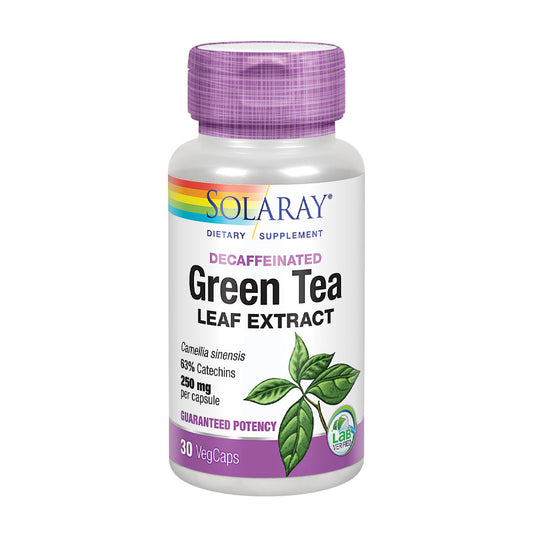 Solaray Green Tea Leaf Extract 250 mg | Healthy Energy, Antioxidant, Mood & Mind Support | Decaffeinated | 30 VegCaps