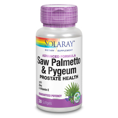 Solaray Saw Palmetto & Pygeum | Once Daily Prostate & Urinary Health Formula w/ Zinc & Vitamin E | 30 Softgels