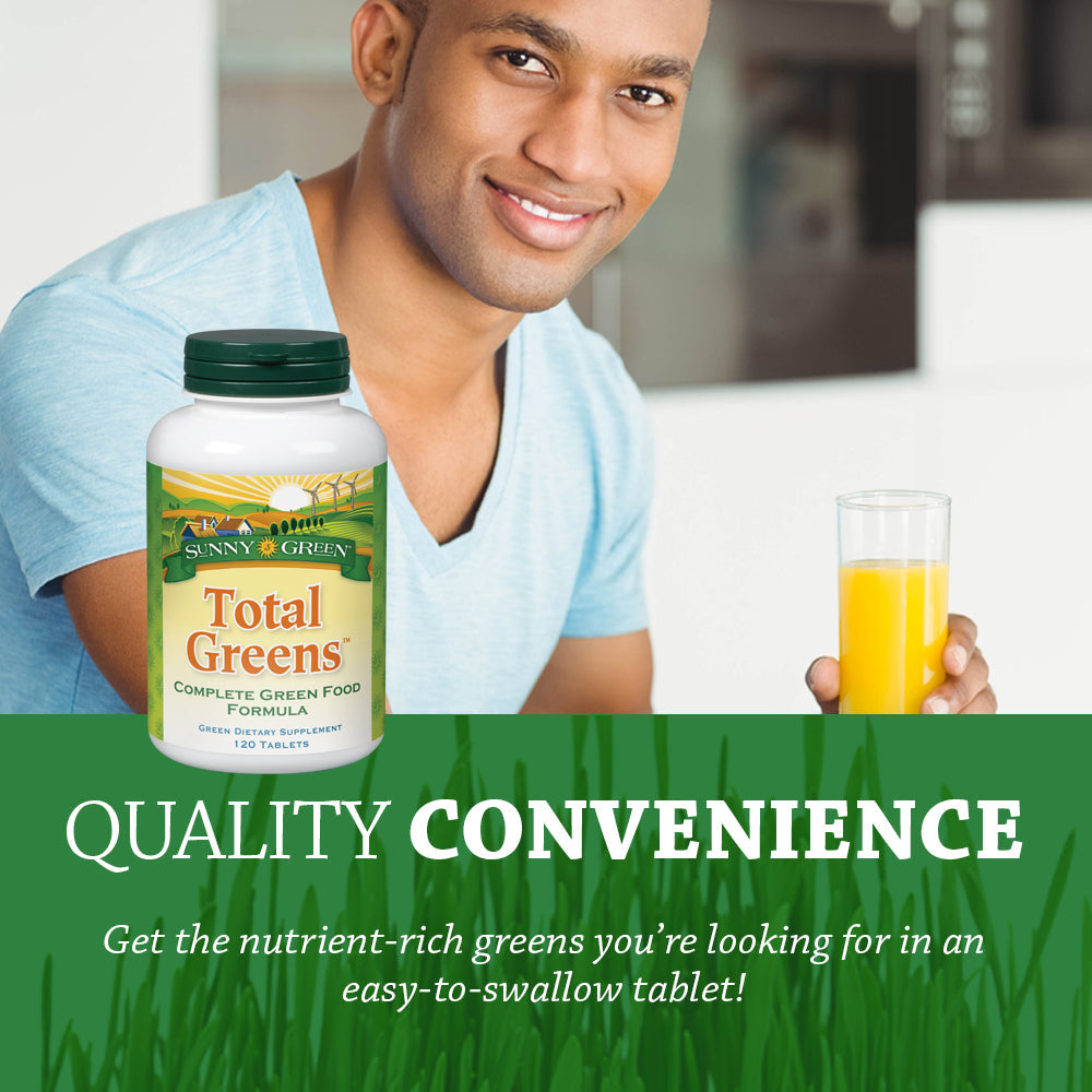 Sunny Greens Total Greens | Green Food Formula | Vitamins, Minerals, Proteins, Fiber & Chlorophyll from Multiple Organic Green Superfoods | 120ct