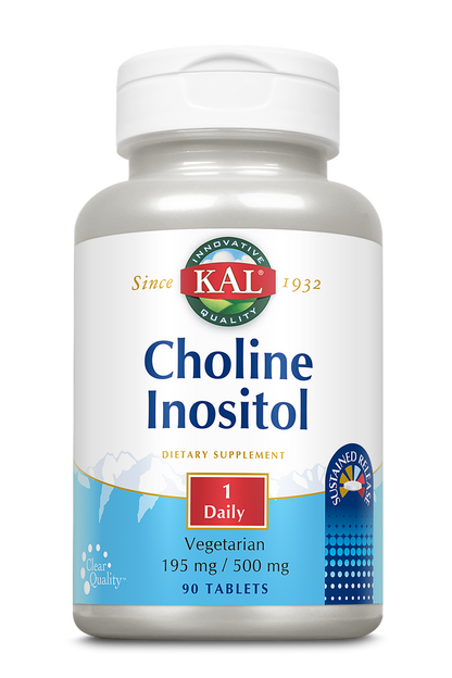 KAL Choline Inositol 195/500 mg | 1 Daily, Sustained Release | Healthy Brain, Liver, Cell & Mood Support | 90 Tablets