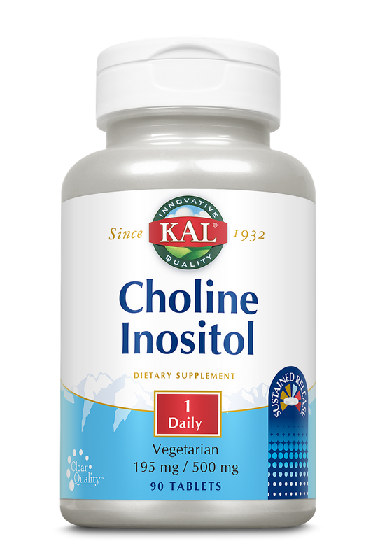 KAL Choline Inositol 195/500 mg | 1 Daily, Sustained Release | Healthy Brain, Liver, Cell & Mood Support | 90 Tablets