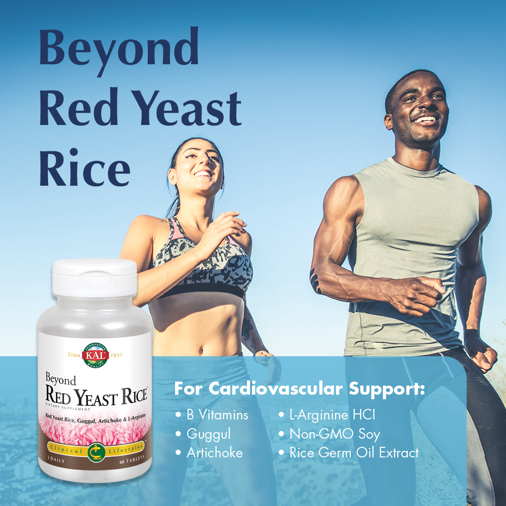 KAL Beyond Red Yeast Rice | Clinical Formula with B Vitamins, Guggul, Artichoke, L-Arginine HCl to Support Cardiovascular Health | 60 Tablets