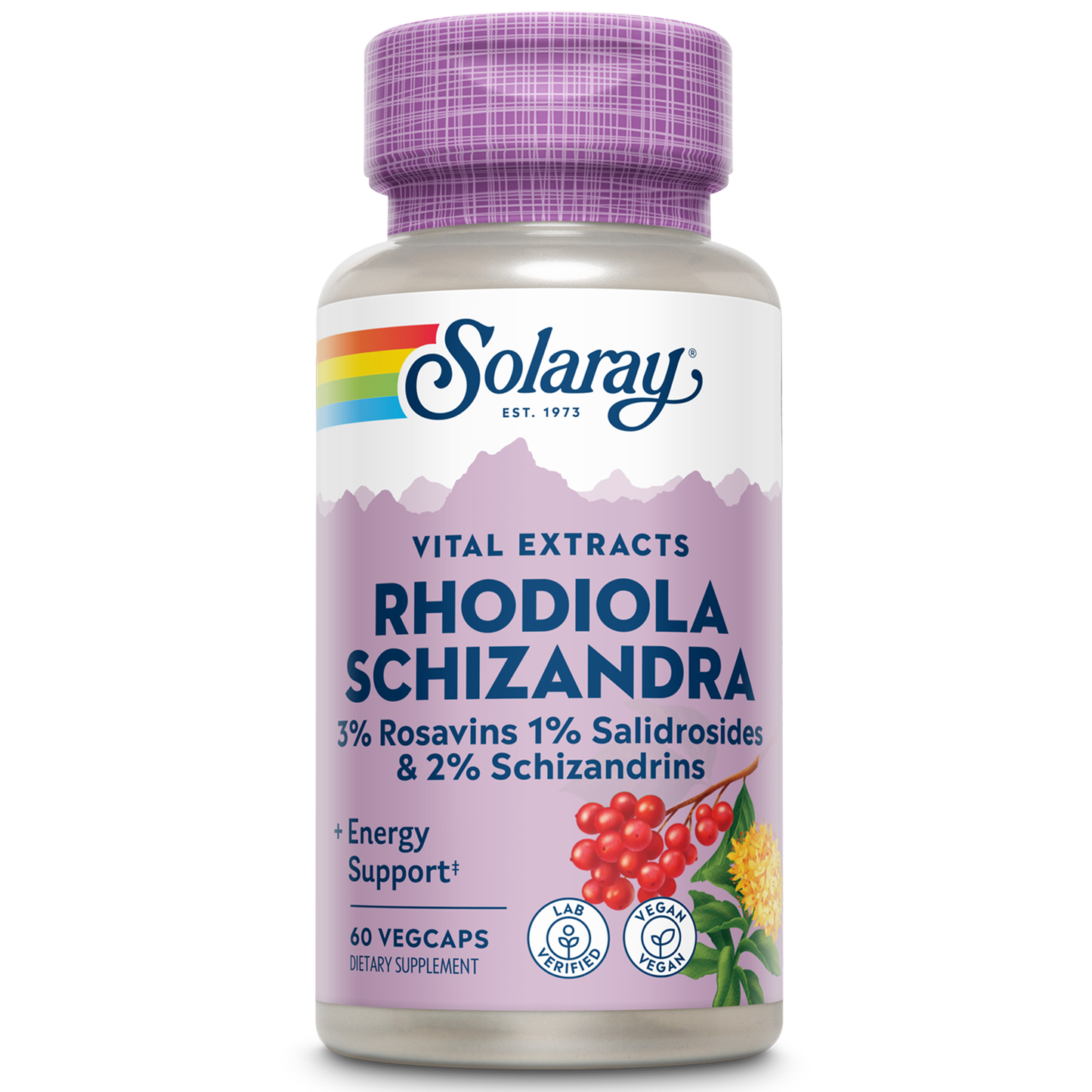 Solaray Rhodiola and Schizandra Supplement, 500 mg | 60 Count