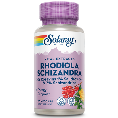 Solaray Rhodiola and Schizandra Supplement, 500 mg | 60 Count