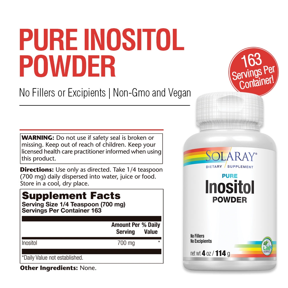 Solaray Pure Inositol Powder | May Help Support Healthy Brain, Cardiovascular, Nervous System Function and Mood | Non-GMO, Vegan