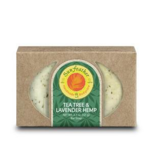 SunFeather Tea Tree & Lavender Hemp Soap, Bar (Carton) | 4.3oz