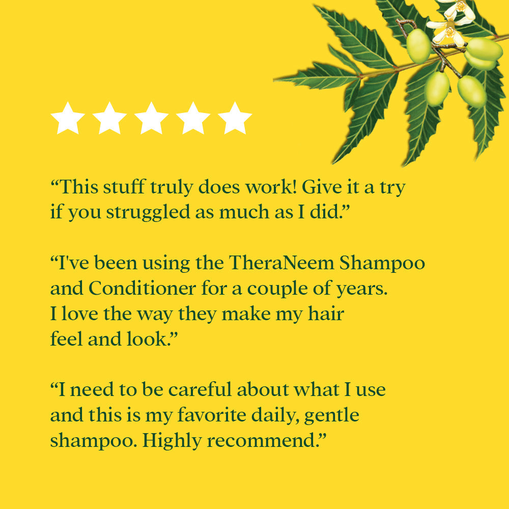 TheraNeem Gentle Therap Shampoo | Soothing Formula w/ Organic Neem Oil | All Hair Types & Sensitive Scalp, Vegan | 12oz