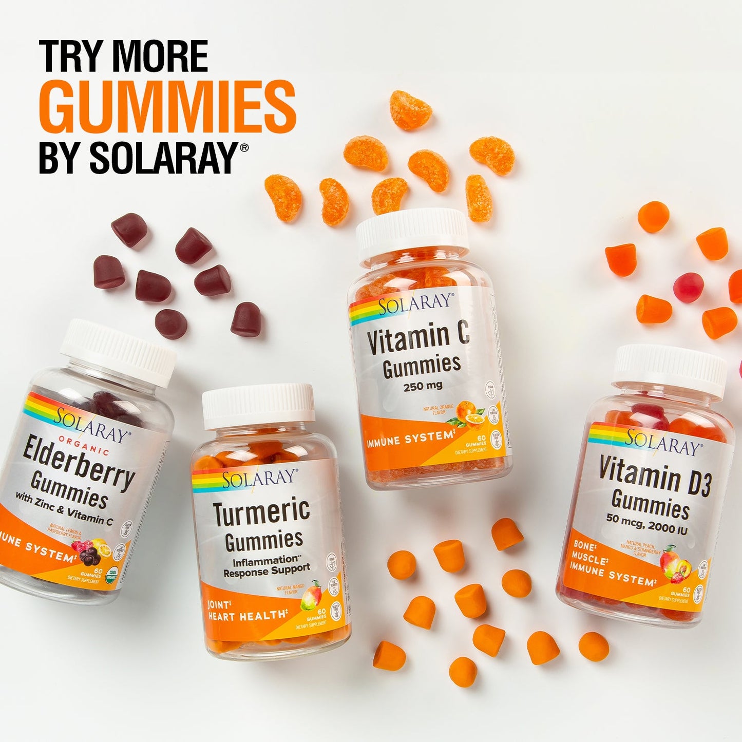 Solaray Vitamin D3 Gummies 50 mcg, 2000 IU | Healthy Bone, Muscle & Immune System Support | Gluten Free | 30 Serv, 60 Ct