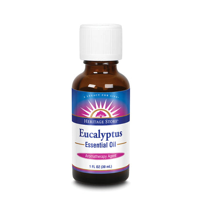 Heritage Store Eucalyptus Essential Oil | Aromatherapy for Clearing Breath, Soothing Skin & Cleansing Air | 1 FL OZ