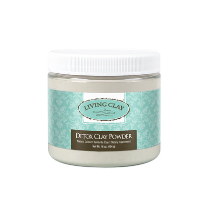Living Clay Detox Clay Powder | All-Natural Bentonite Calcium Clay for Internal & External Deep Cleansing | Perfect for Mask, Bath or Wrap (16 oz)
