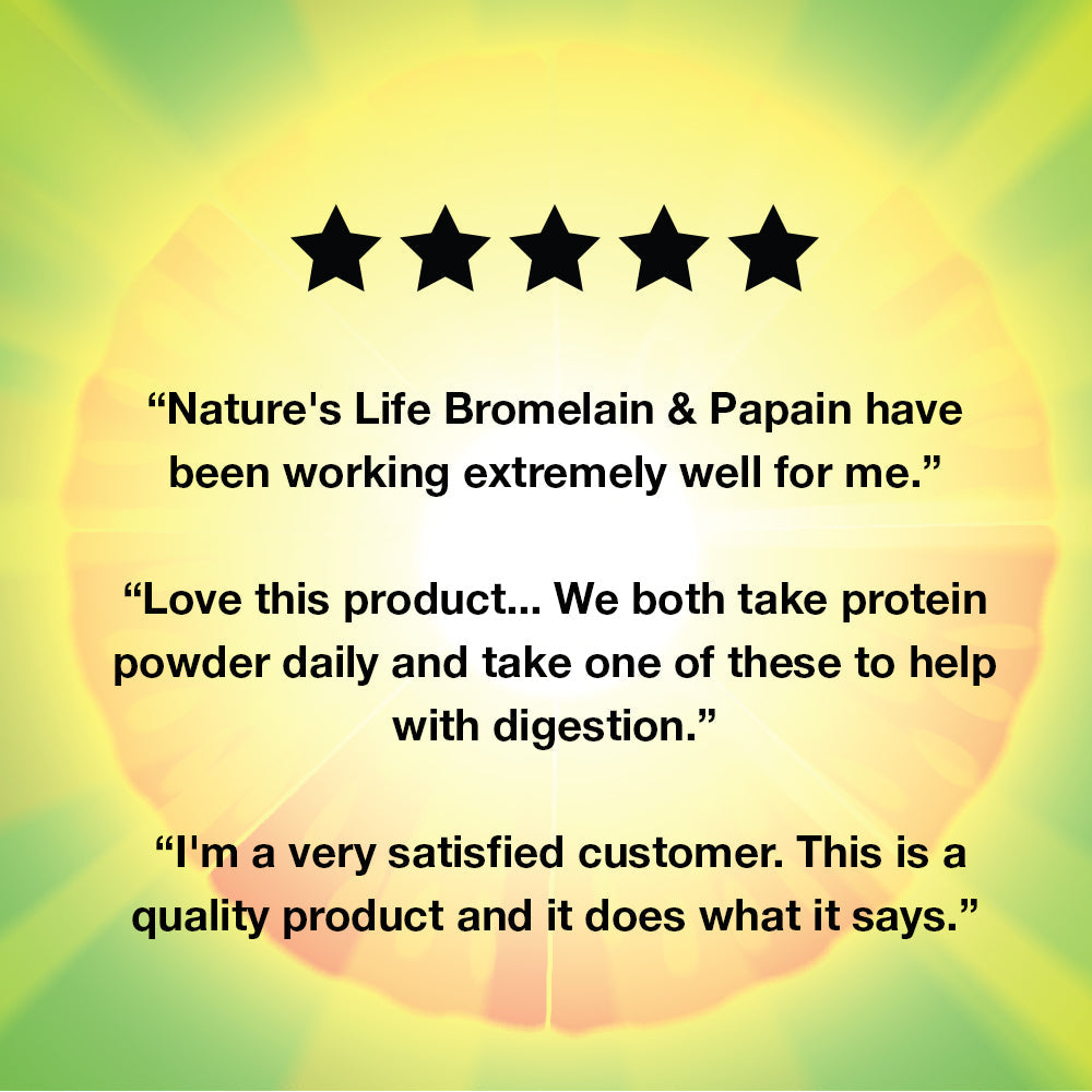 Nature's Life Bromelain & Papain | Proteolytic Enzymes For Digestive Support & Comfort | From Pineapple & Papaya | 250mg (100 CT)